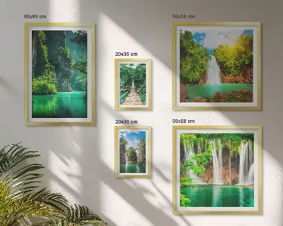 Bilderset für das Sofa mit Motiven von Tropen, Wasserfällen und grüner Natur