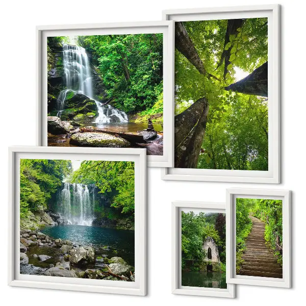 Bildergalerie-Set für die Wand mit grünen Landschaften und Wasserfällen