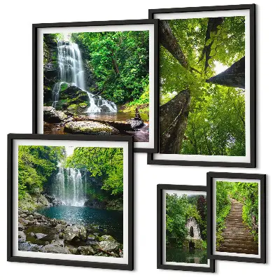 Bildergalerie-Set für die Wand mit grünen Landschaften und Wasserfällen