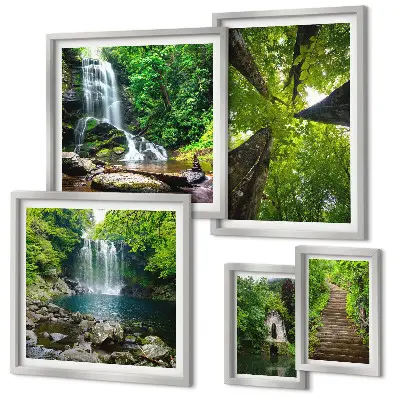 Bildergalerie-Set für die Wand mit grünen Landschaften und Wasserfällen