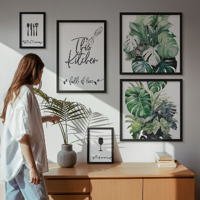 Bildergalerie-set für die wand Positive Slogans für Küchenpflanzen