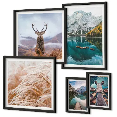Modernes Wandbilder-Set mit Berglandschaften und der Schönheit der Natur