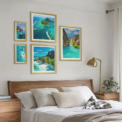 Bildergalerie-Set für die Wand mit tropischen Wasserfällen und Stränden