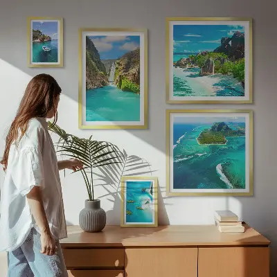 Bildergalerie-Set für die Wand mit tropischen Wasserfällen und Stränden