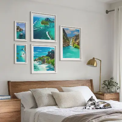 Bildergalerie-Set für die Wand mit tropischen Wasserfällen und Stränden