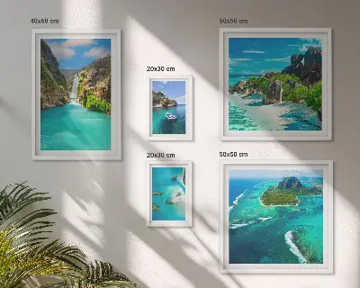 Bildergalerie-Set für die Wand mit tropischen Wasserfällen und Stränden