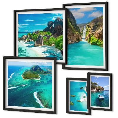 Bildergalerie-set für die wand Tropische Wasserfälle und Strände