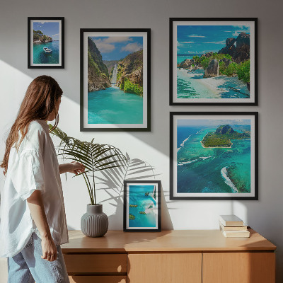 Bildergalerie-set für die wand Tropische Wasserfälle und Strände