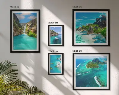 Bildergalerie-Set für die Wand mit tropischen Wasserfällen und Stränden