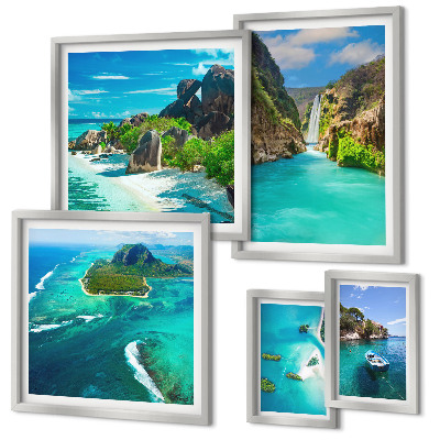 Bildergalerie-set für die wand Tropische Wasserfälle und Strände