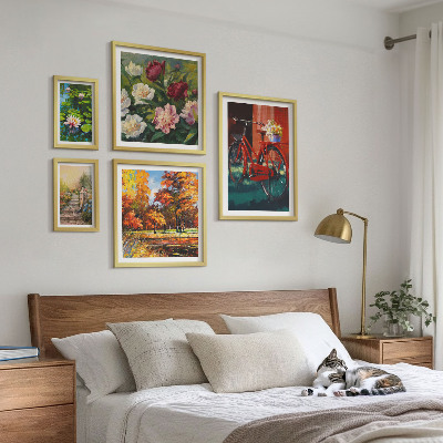 Modernes wandbilder-set Blumen, Fahrräder, malerische Schönheit