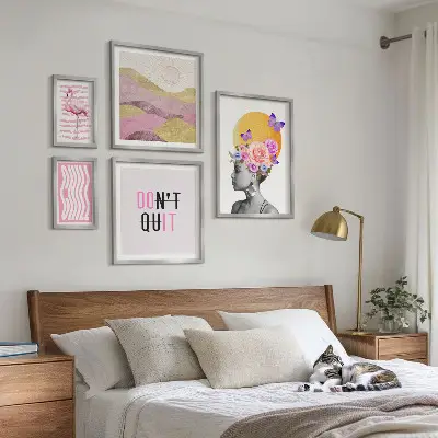 Bilderset fürs Sofa mit floralen Inspirationen im Boho-Stil