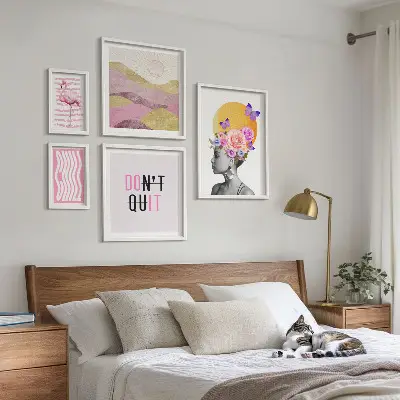 Bilderset fürs Sofa mit floralen Inspirationen im Boho-Stil
