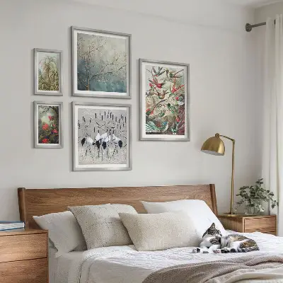 Modernes Wandbilderset mit Motiv von Vintage tropischen Vögeln