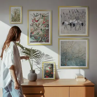 Modernes Wandbilderset mit Motiv von Vintage tropischen Vögeln