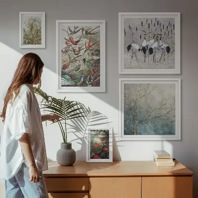 Modernes Wandbilderset mit Motiv von Vintage tropischen Vögeln