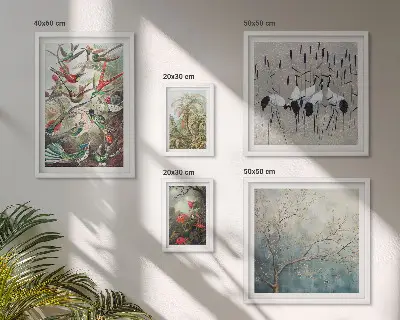 Modernes Wandbilderset mit Motiv von Vintage tropischen Vögeln