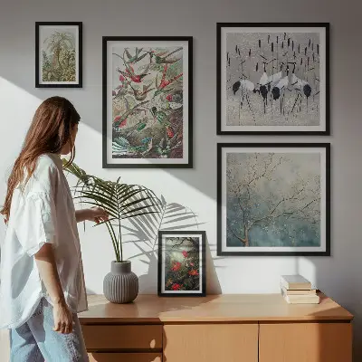Modernes Wandbilderset mit Motiv von Vintage tropischen Vögeln