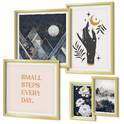 Modernes wandbilder-set Boho-Stil mit Natur und Botschaften