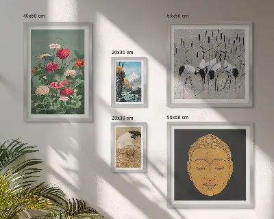 Bildergalerie-Set für die Wand mit asiatischen Landschafts- und Blumenmotiven