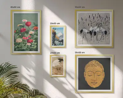 Bildergalerie-Set für die Wand mit asiatischen Landschafts- und Blumenmotiven