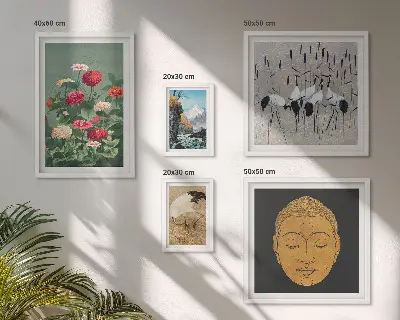Bildergalerie-Set für die Wand mit asiatischen Landschafts- und Blumenmotiven