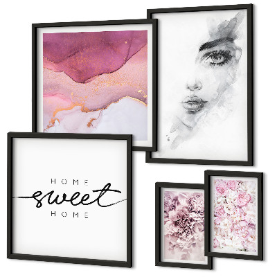 Bildergalerie-set für die wand Frauenporträts, Blumen, Pastell