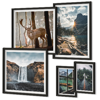 Modernes wandbilder-set Landschaften, Natur, Wasserfälle, Fauna