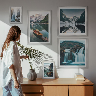 Bildergalerie-set für die wand Bergsee-Wasserfälle