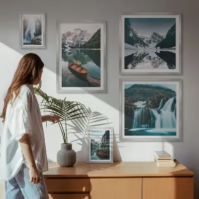 Bildergalerien-Set für die Wand mit Bergsee-Wasserfall-Motiven