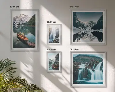 Bildergalerien-Set für die Wand mit Bergsee-Wasserfall-Motiven