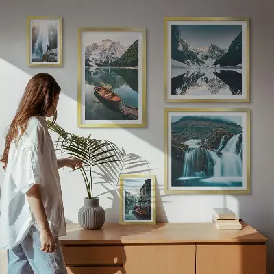 Bildergalerien-Set für die Wand mit Bergsee-Wasserfall-Motiven