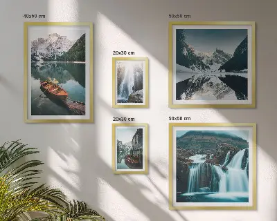 Bildergalerien-Set für die Wand mit Bergsee-Wasserfall-Motiven