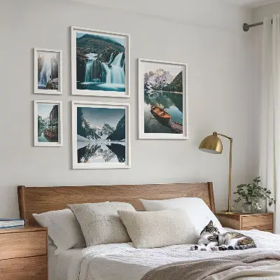 Bildergalerien-Set für die Wand mit Bergsee-Wasserfall-Motiven