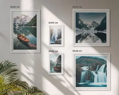 Bildergalerien-Set für die Wand mit Bergsee-Wasserfall-Motiven