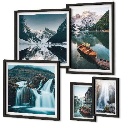 Bildergalerie-set für die wand Bergsee-Wasserfälle