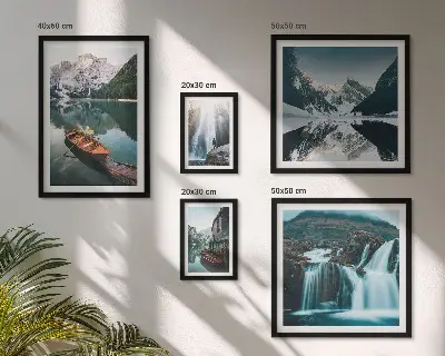 Bildergalerien-Set für die Wand mit Bergsee-Wasserfall-Motiven