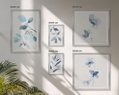 Bildergalerien-Set für die Wand mit blauen Pflanzenakzenten