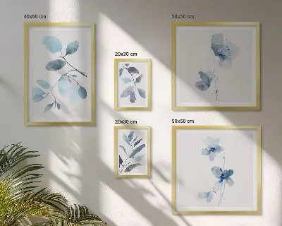 Bildergalerien-Set für die Wand mit blauen Pflanzenakzenten
