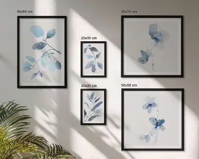 Bildergalerien-Set für die Wand mit blauen Pflanzenakzenten