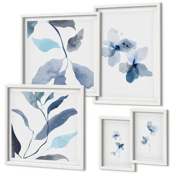 Modernes Wandbilder-Set mit stilvollen Aquarellblumen