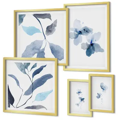 Modernes Wandbilder-Set mit stilvollen Aquarellblumen