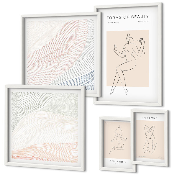 Bildergalerie-set für die wand Formen der Schönheit, Silhouettenlinien