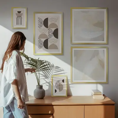 Bilderset fürs Sofa mit abstrakten geometrischen Formen