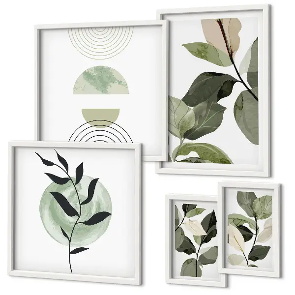 Bildergalerie-Set für die Wand mit skandinavischen Pflanzenmotiven