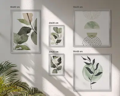 Bildergalerie-Set für die Wand mit skandinavischen Pflanzenmotiven