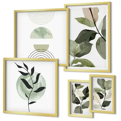 Bildergalerie-Set für die Wand mit skandinavischen Pflanzenmotiven