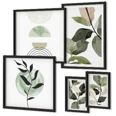 Bildergalerie-Set für die Wand mit skandinavischen Pflanzenmotiven