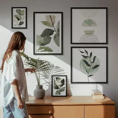 Bildergalerie-Set für die Wand mit skandinavischen Pflanzenmotiven