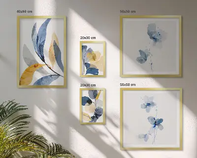 Wandbilder-Set mit Pflanzenmotiven in Pastellfarben